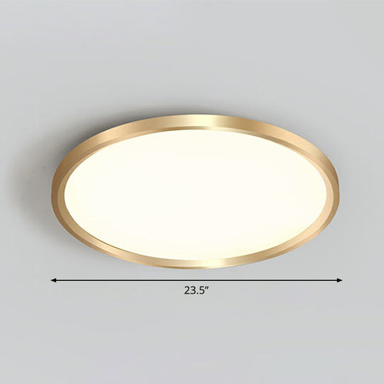 Gold Circle Bedroom Ceiling Flush Mount Led Light With Acrylic Simplicity / 23.5’ Remote Control