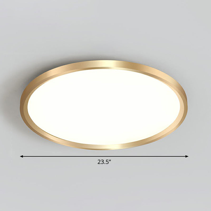 Gold Circle Bedroom Ceiling Flush Mount Led Light With Acrylic Simplicity / 23.5 White