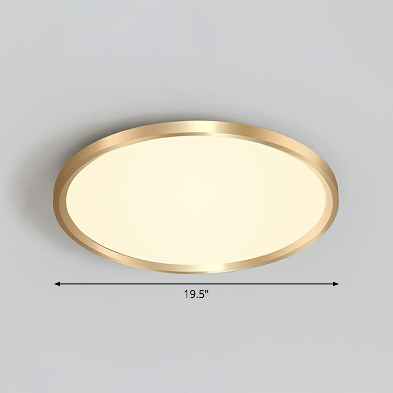 Gold Circle Bedroom Ceiling Flush Mount Led Light With Acrylic Simplicity / 19.5 Warm