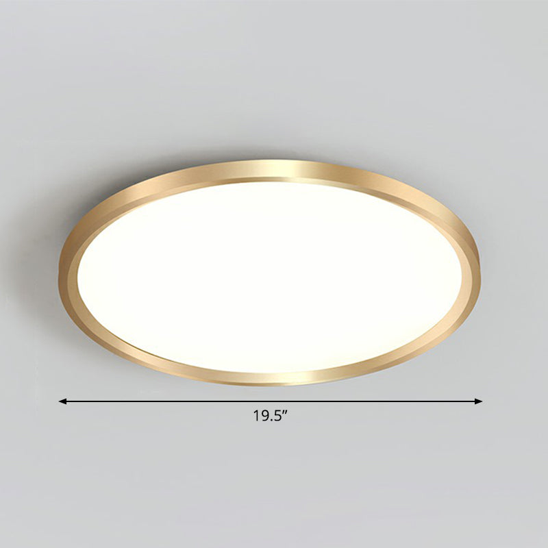 Gold Circle Bedroom Ceiling Flush Mount Led Light With Acrylic Simplicity / 19.5 White