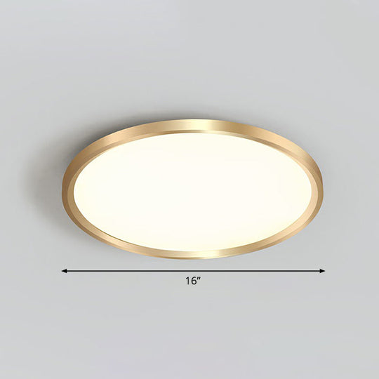 Gold Circle Bedroom Ceiling Flush Mount Led Light With Acrylic Simplicity / 16 Remote Control