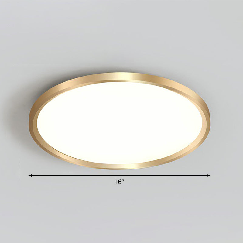 Gold Circle Bedroom Ceiling Flush Mount Led Light With Acrylic Simplicity / 16’ White