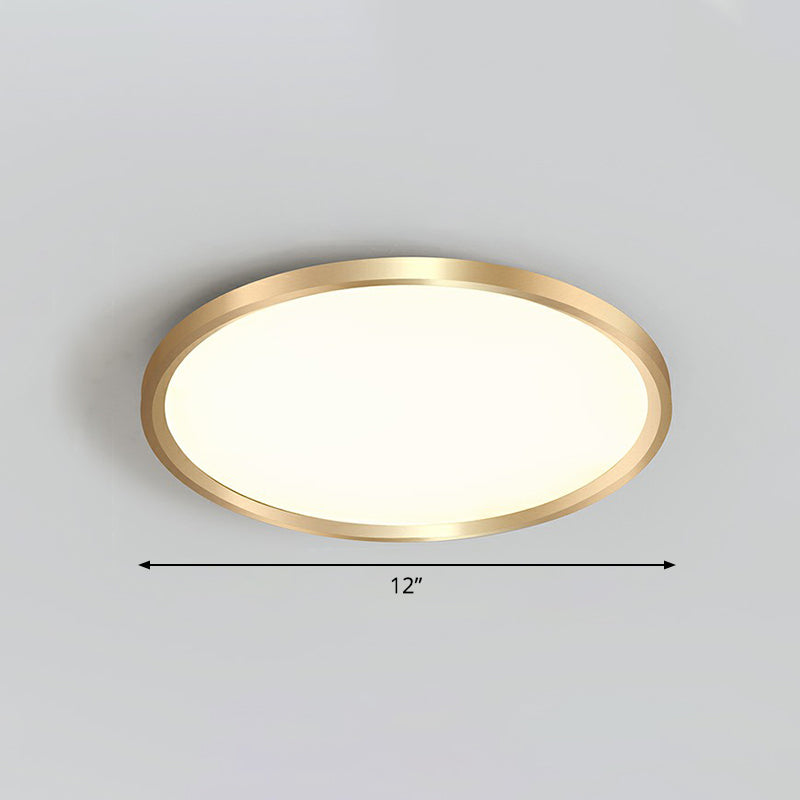 Gold Circle Bedroom Ceiling Flush Mount Led Light With Acrylic Simplicity / 12 Remote Control