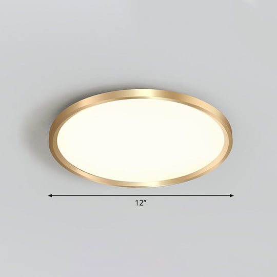 Gold Circle Bedroom Ceiling Flush Mount Led Light With Acrylic Simplicity / 12 Remote Control