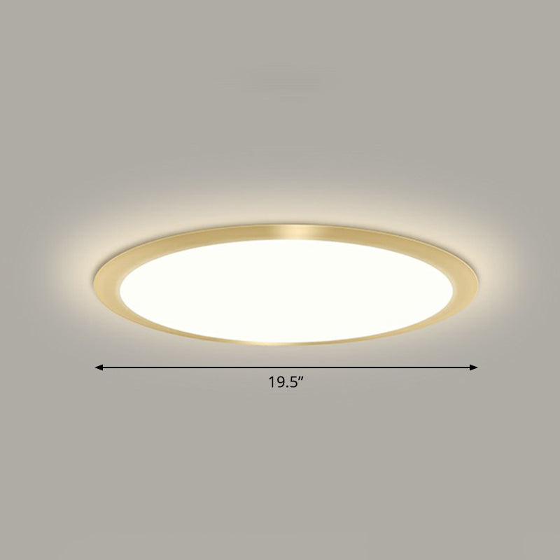 Minimalist Flat Led Flush Mount Ceiling Light For Bedroom - Acrylic Fixture Gold / 19.5’ Remote