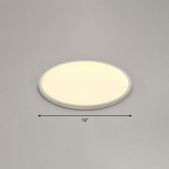 Led Ceiling Mount Fixture - Ultrathin & Simple Acrylic Flushmount Lighting In White / 16’ Warm