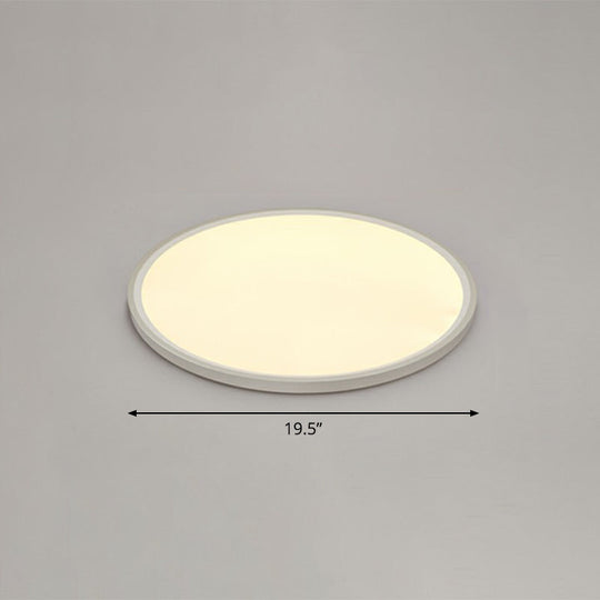 Led Ceiling Mount Fixture - Ultrathin & Simple Acrylic Flushmount Lighting In White / 19.5’ Warm