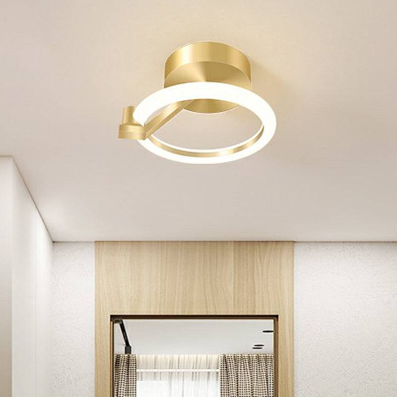 Simplicity Gold Metal Semi Flush Mount Ceiling Fixture For Corridors