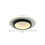 Modern Black Geometric Led Ceiling Flush Light - Nordic Metal Fixture For Aisle / White Round