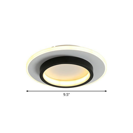Modern Black Geometric Led Ceiling Flush Light - Nordic Metal Fixture For Aisle / White Round
