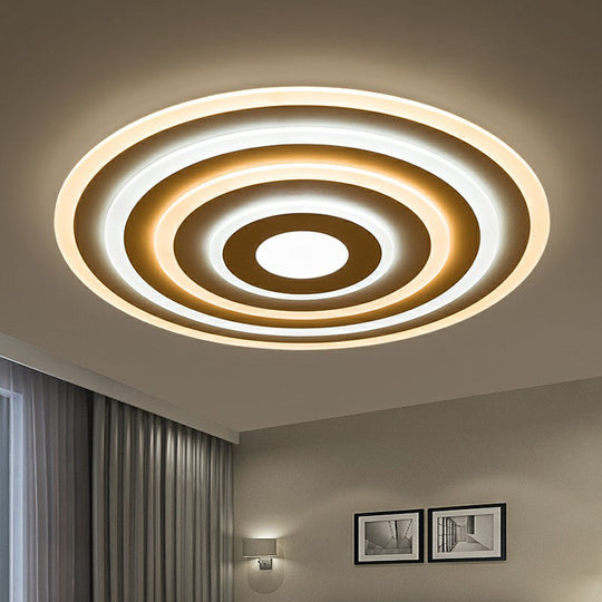 Simple Style Led Flush Ceiling Light For Bedroom - White Acrylic Round Flushmount