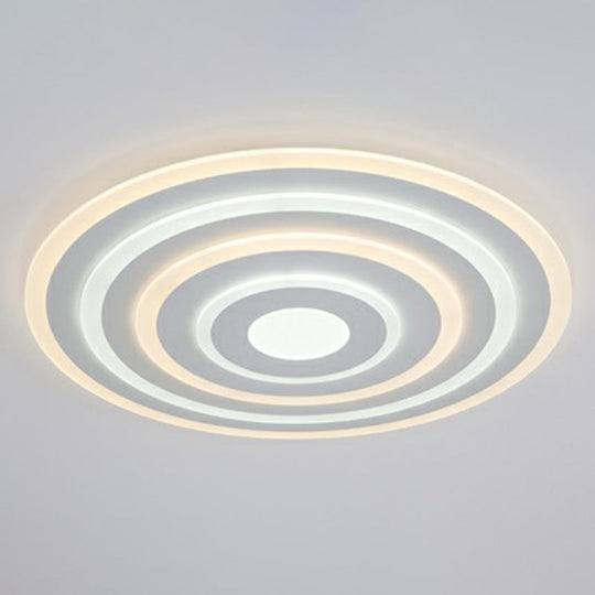 Simple Style Led Flush Ceiling Light For Bedroom - White Acrylic Round Flushmount / 16 Inner Outer
