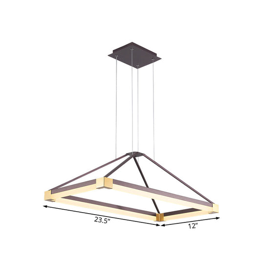 Modernist Led Pyramid Chandelier - White/Coffee 23.5’’/31.5’’/39’’ Wide Metal Ceiling