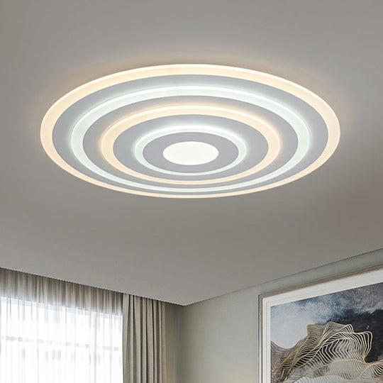 Simple Style Led Flush Ceiling Light For Bedroom - White Acrylic Round Flushmount