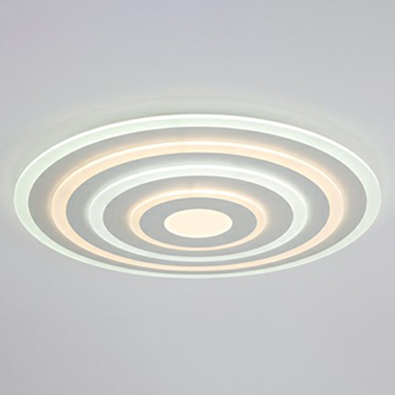 Simple Style Led Flush Ceiling Light For Bedroom - White Acrylic Round Flushmount / 23.5 Third Gear
