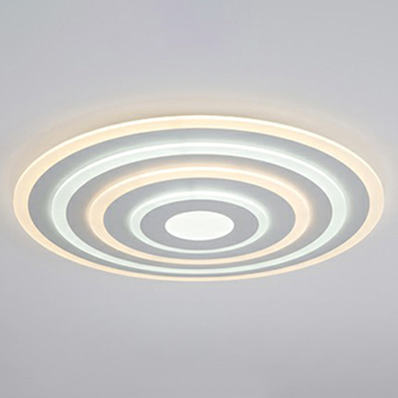 Simple Style Led Flush Ceiling Light For Bedroom - White Acrylic Round Flushmount / 31.5 Remote