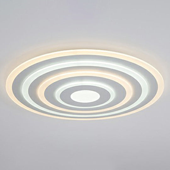 Simple Style Led Flush Ceiling Light For Bedroom - White Acrylic Round Flushmount / 31.5 Remote