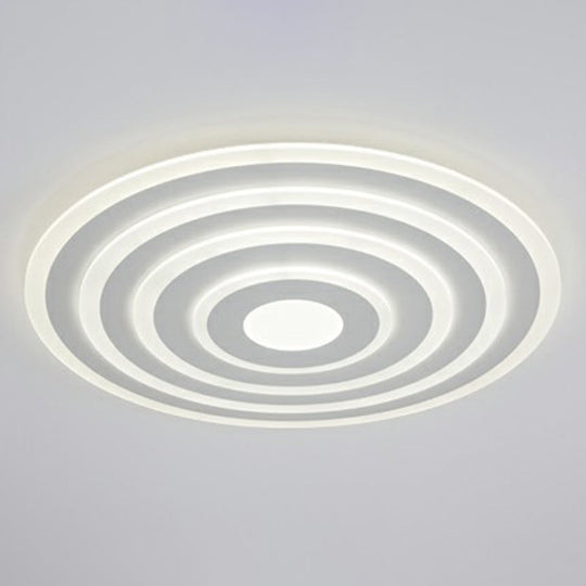 Simple Style Led Flush Ceiling Light For Bedroom - White Acrylic Round Flushmount / 16 Natural