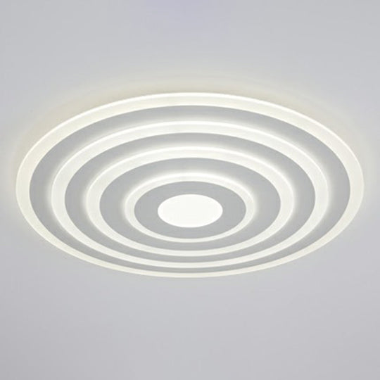 Simple Style Led Flush Ceiling Light For Bedroom - White Acrylic Round Flushmount / 31.5 Natural