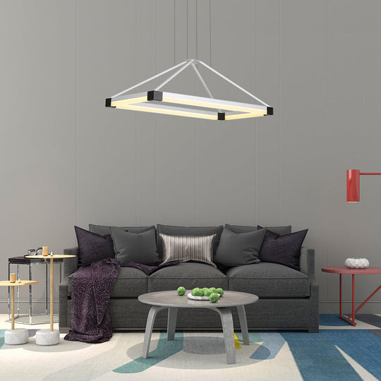 Modernist Led Pyramid Chandelier - White/Coffee 23.5’’/31.5’’/39’’ Wide Metal Ceiling