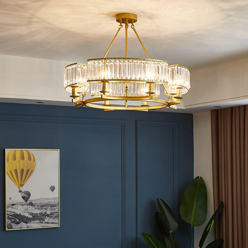 Prismatic Crystal Chandelier - Modern Suspension Lighting For Living Room