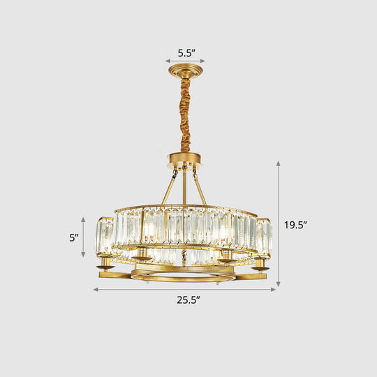Prismatic Crystal Chandelier - Modern Suspension Lighting For Living Room 6 / Gold