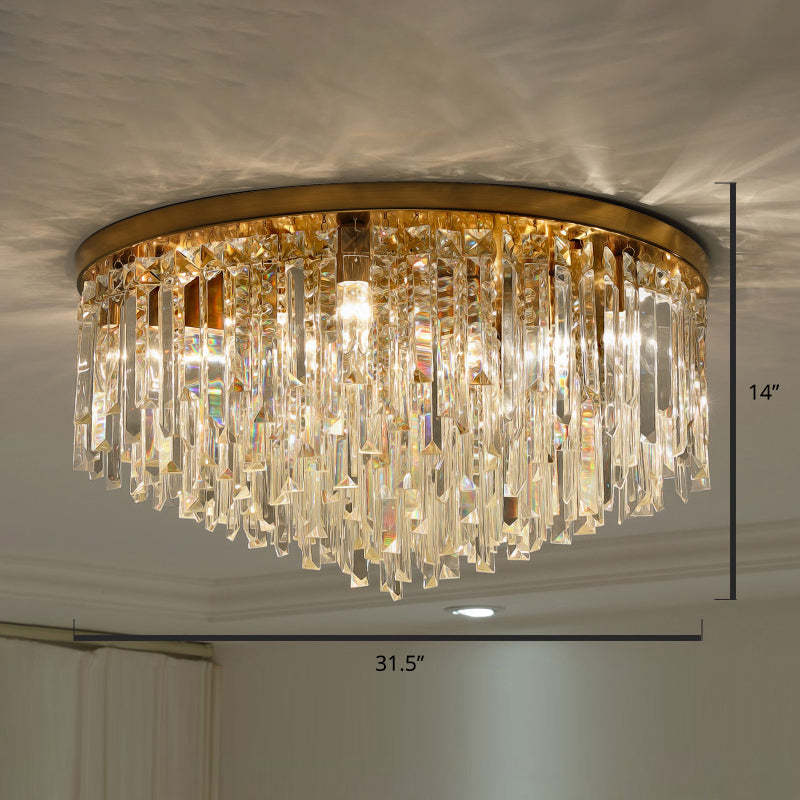 Modern Round K9 Crystal Flush Mount Ceiling Light For Bedroom Brass / 31.5’