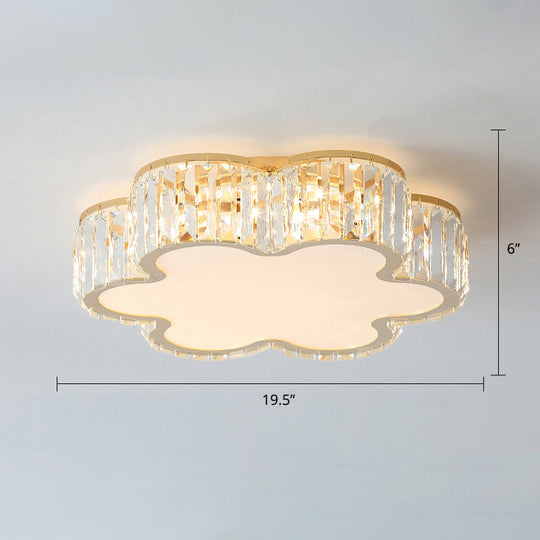 Geometric Crystal Led Flushmount Ceiling Light With Simple Champagne Style / 19.5’ Flower