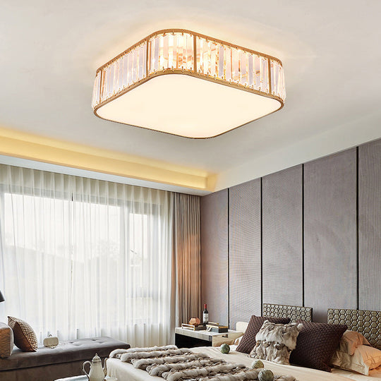 Minimalist Crystal Flush Mount Ceiling Light For Bedroom