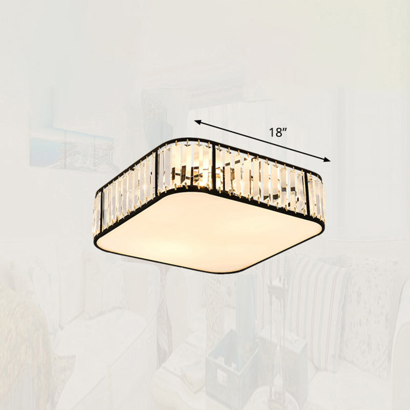Minimalist Crystal Flush Mount Ceiling Light For Bedroom Black / 18