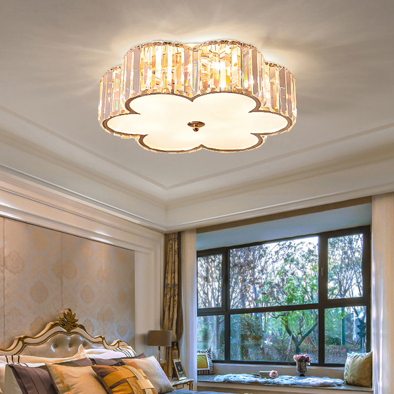 Champagne Flower Crystal Flush Mount Ceiling Light - Elegant 6 - Light Fixture