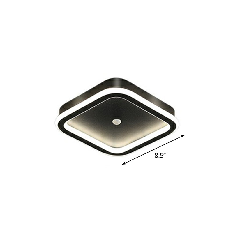 Sleek Geometric Led Ceiling Light - Minimalist Metal Flush Mount Fixture For Corridors Black /