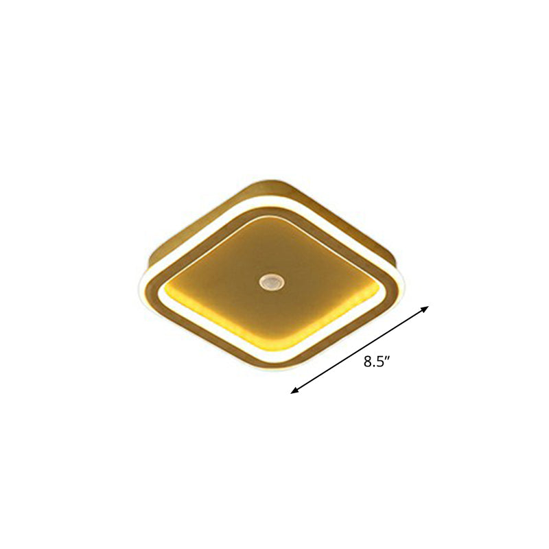 Sleek Geometric Led Ceiling Light - Minimalist Metal Flush Mount Fixture For Corridors Gold / Square