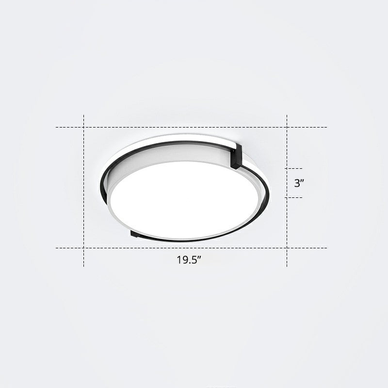 Nordic Circle Led Flush Mount Ceiling Light With Acrylic Diffuser Black / 19.5’ White