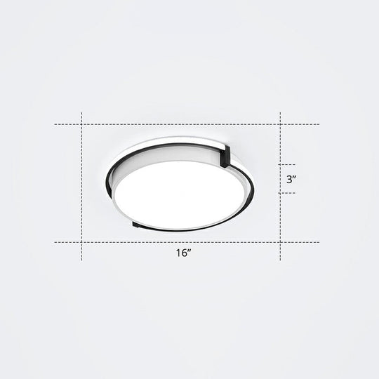 Nordic Circle Led Flush Mount Ceiling Light With Acrylic Diffuser Black / 16 White