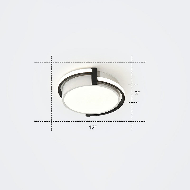Nordic Circle Led Flush Mount Ceiling Light With Acrylic Diffuser Black / 12 Warm