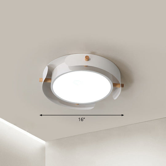 Minimalist Led Ceiling Mount Light - Round Metal Flush Fixture For Bedroom Lighting White / 16 Third
