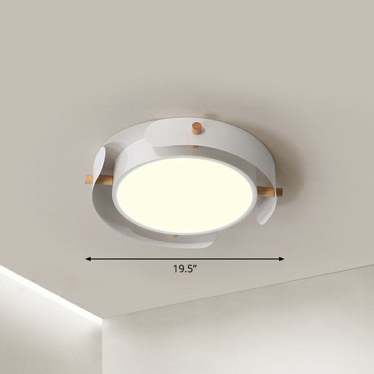 Minimalist Led Ceiling Mount Light - Round Metal Flush Fixture For Bedroom Lighting White / 19.5’