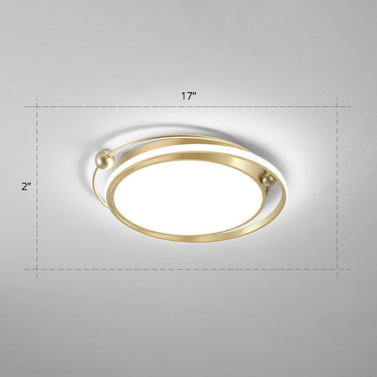 Modern Gold Led Ceiling Light With Halo Ring Flush Mount For Bedroom / 17 White