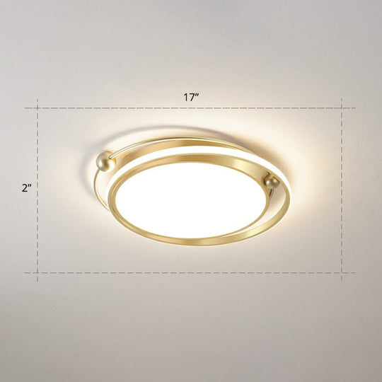 Modern Gold Led Ceiling Light With Halo Ring Flush Mount For Bedroom / 17 Warm