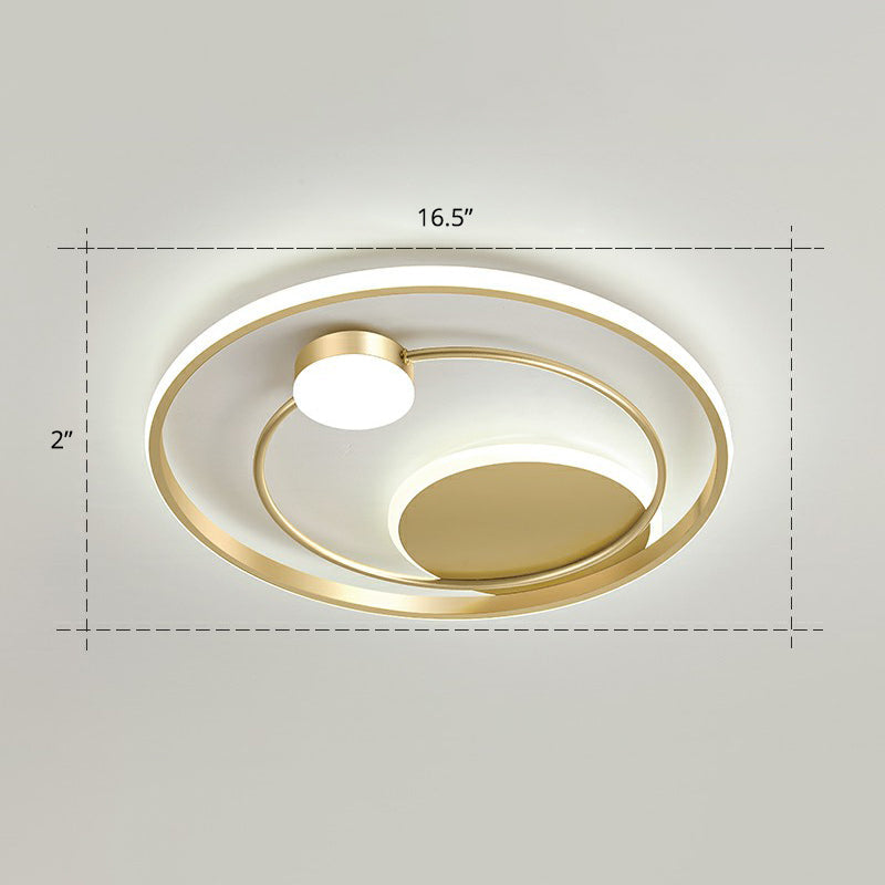 Gold Minimalist Led Ceiling Light With Flush Mount And Acrylic Shade / 16.5 White