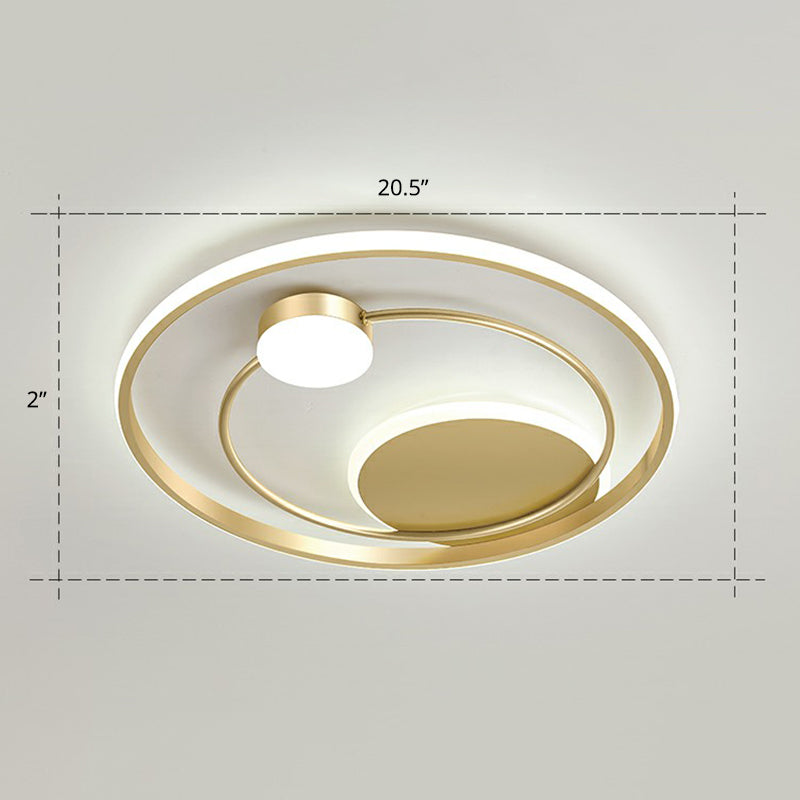 Gold Minimalist Led Ceiling Light With Flush Mount And Acrylic Shade / 20.5 White