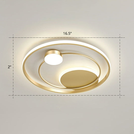Gold Minimalist Led Ceiling Light With Flush Mount And Acrylic Shade / 16.5 Remote Control Stepless
