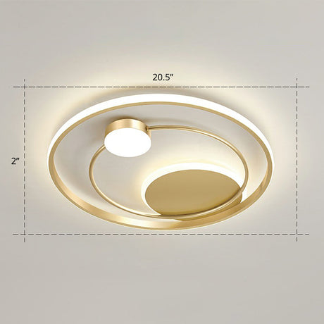 Gold Minimalist Led Ceiling Light With Flush Mount And Acrylic Shade / 20.5 Remote Control Stepless