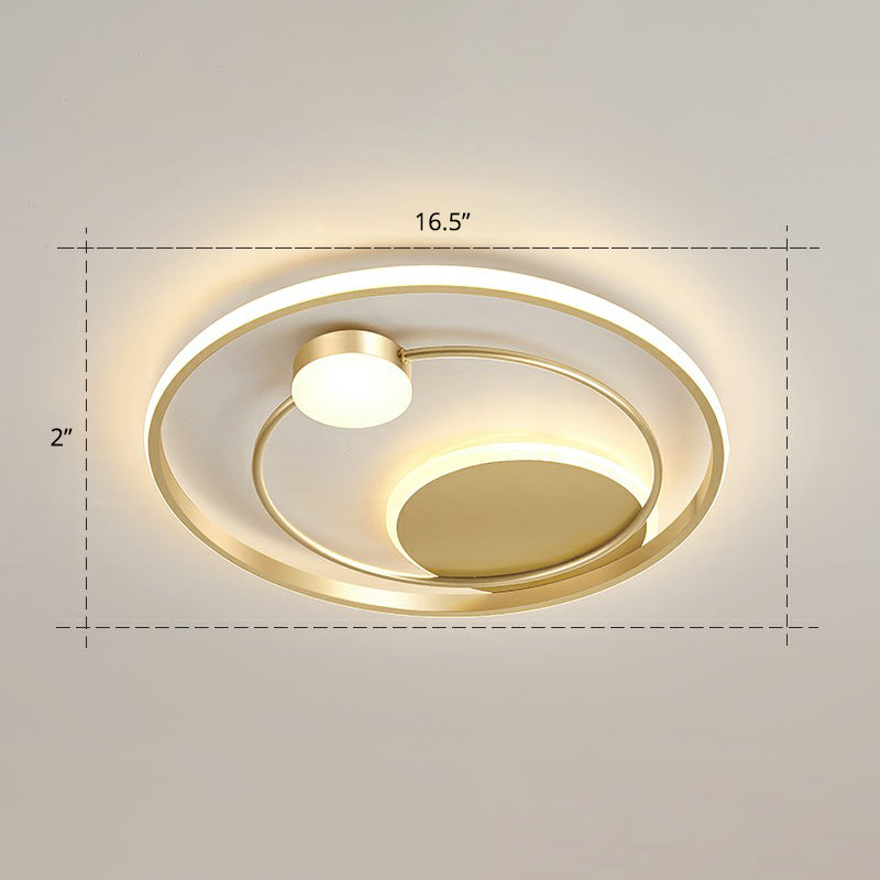 Gold Minimalist Led Ceiling Light With Flush Mount And Acrylic Shade / 16.5’ Warm