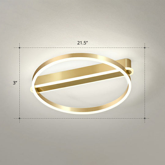 Gold Minimalist Metal Led Ceiling Light - Flush Mount For Bedroom / 21.5 White