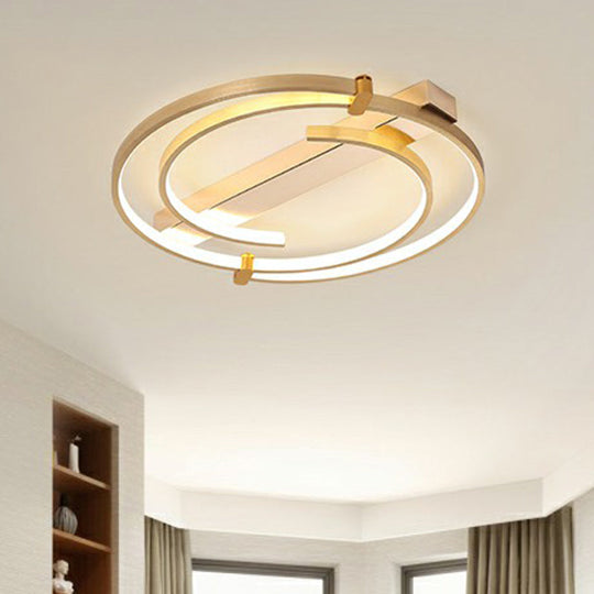 Simple Style Gold Loop Ceiling Flush Light - Metal Led Mount Fixture For Bedroom