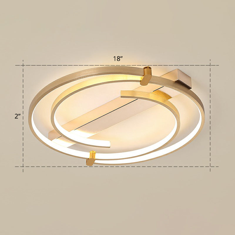 Simple Style Gold Loop Ceiling Flush Light - Metal Led Mount Fixture For Bedroom / 18 Warm