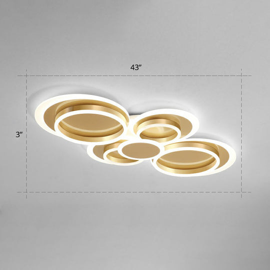 Contemporary Flushmount Led Ceiling Light - Gold Finish Metallic Ring Shape / 43 White