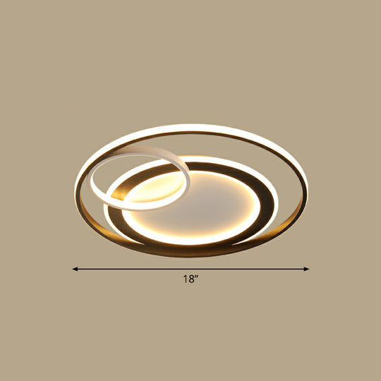 Minimalist Led Flush Ceiling Light Fixture - 3-Ring Bedroom Mount In Black / 18 Warm